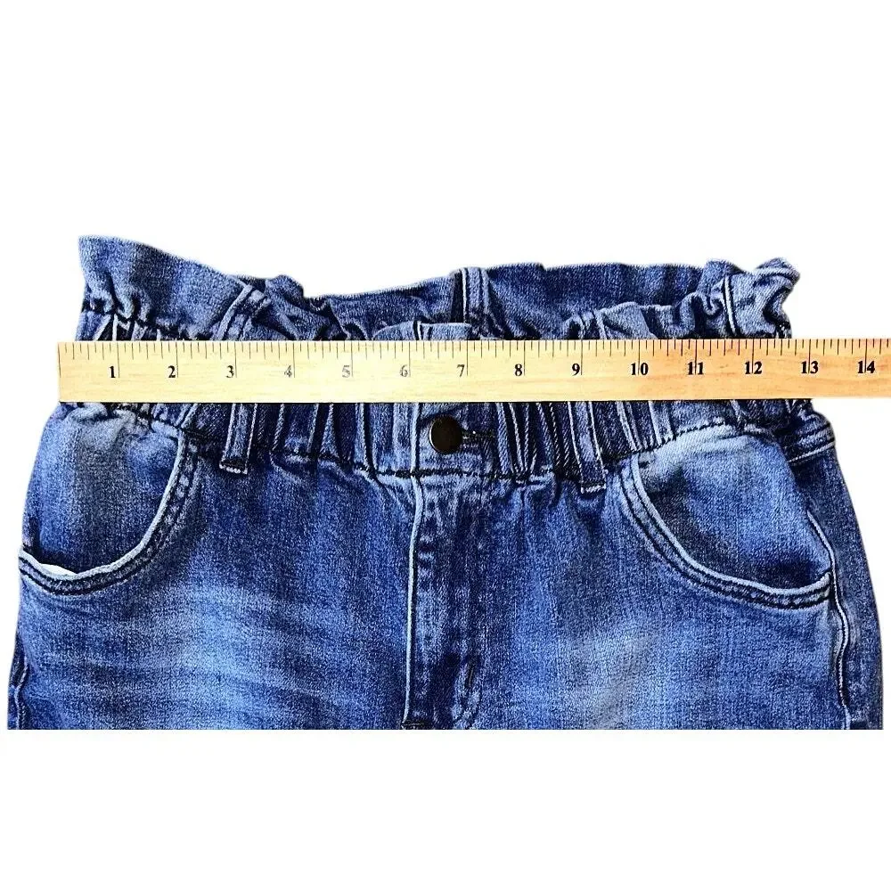 Magnolia Boutique High Ruffled Paper Bag Waist Straight Leg Jeans 27 - Picture 2 of 7